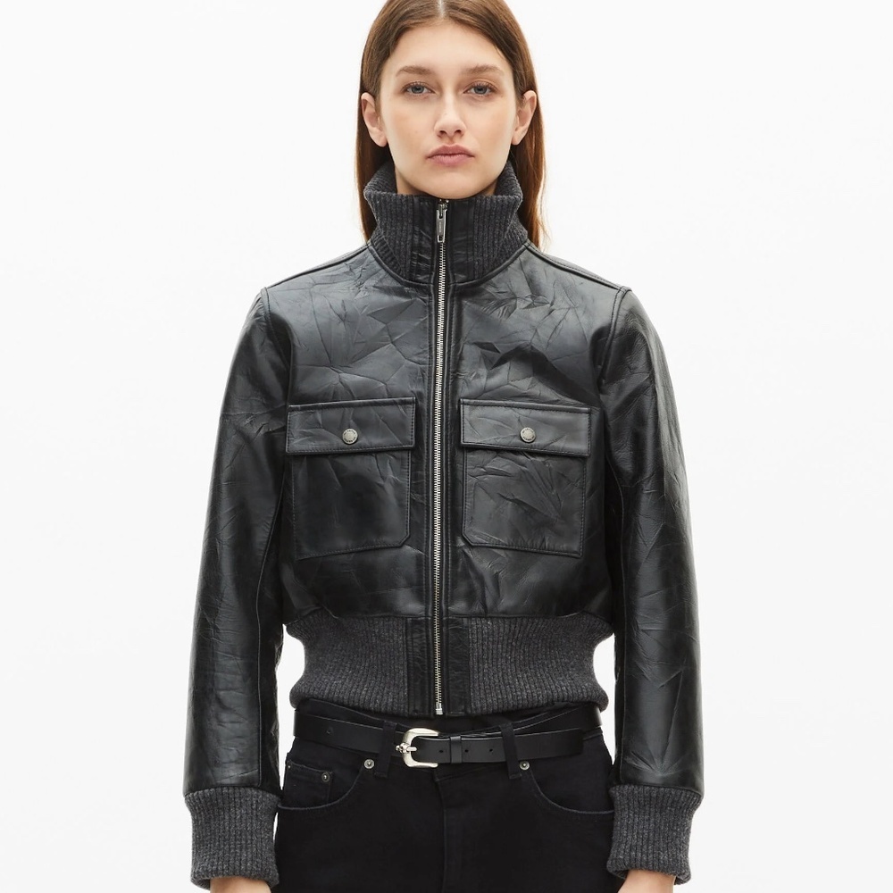 🖤⛓️NWT | The Kooples | Distressed Cowhide Leather Cropped Jacket | $715 RETAIL! - Picture 2 of 11